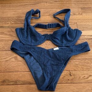 Abercrombie & Fitch Textured Navy Bikini